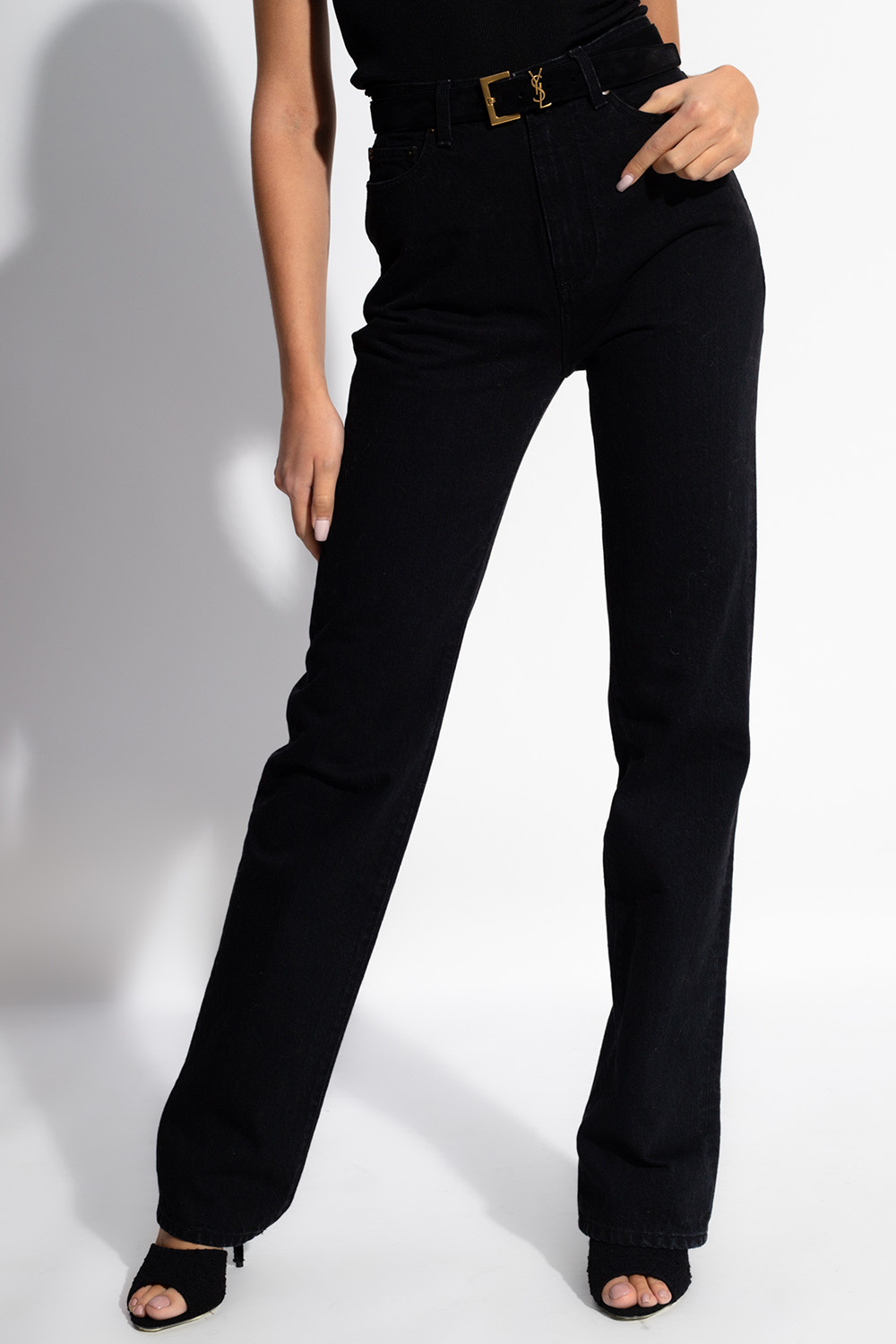 パンツ Saint Laurent PANTS (824389Y1I25 1506) Saint Laurent - High-rise flared lace pants Saint Laurent